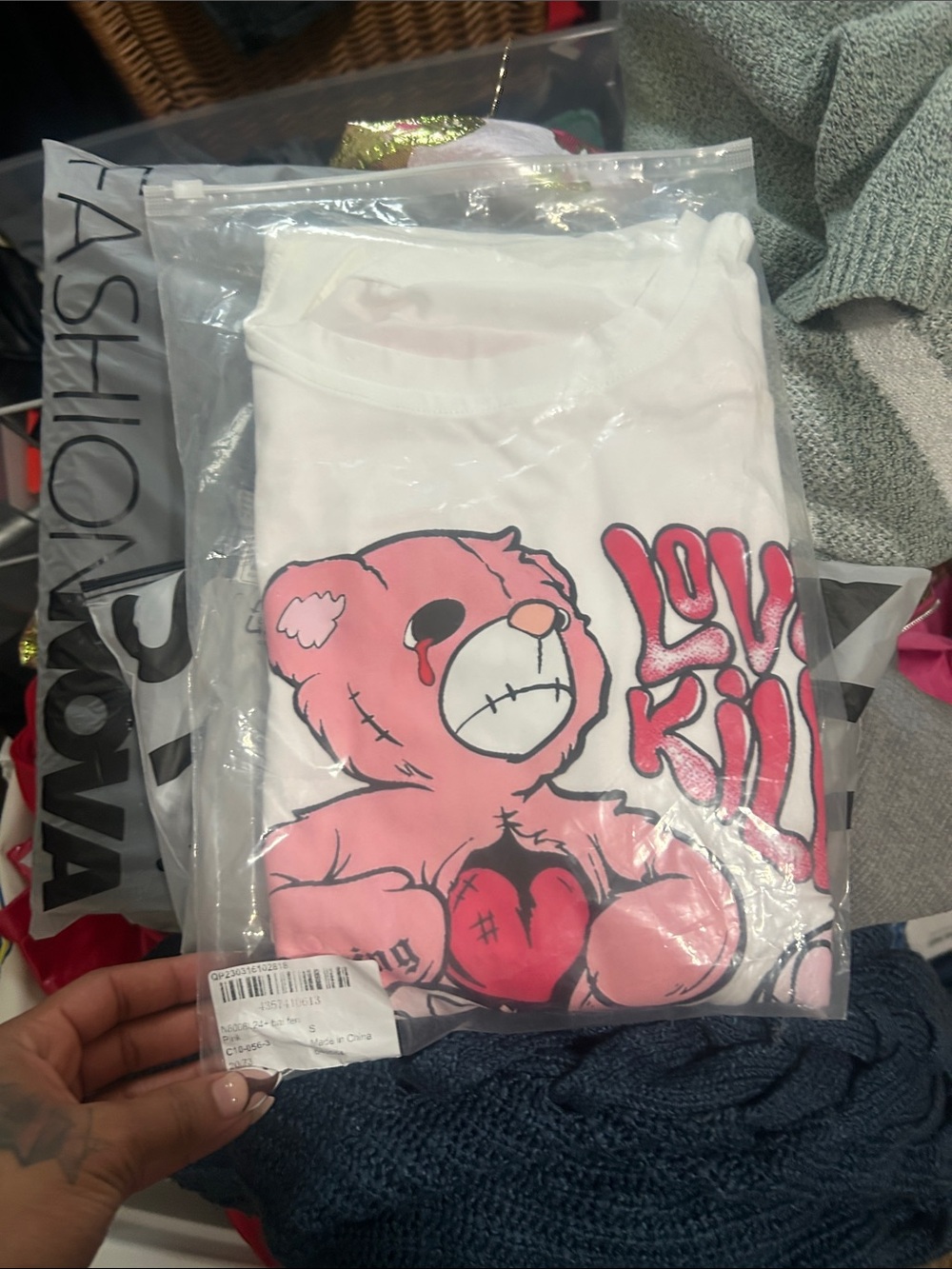 White Tee with Pink Teddy Heart Graphic
It’s a 2piece shirt and shorts